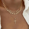 Cross Necklace for Women Stack 14K Gold/Silver Plated Layered Necklace - view 2