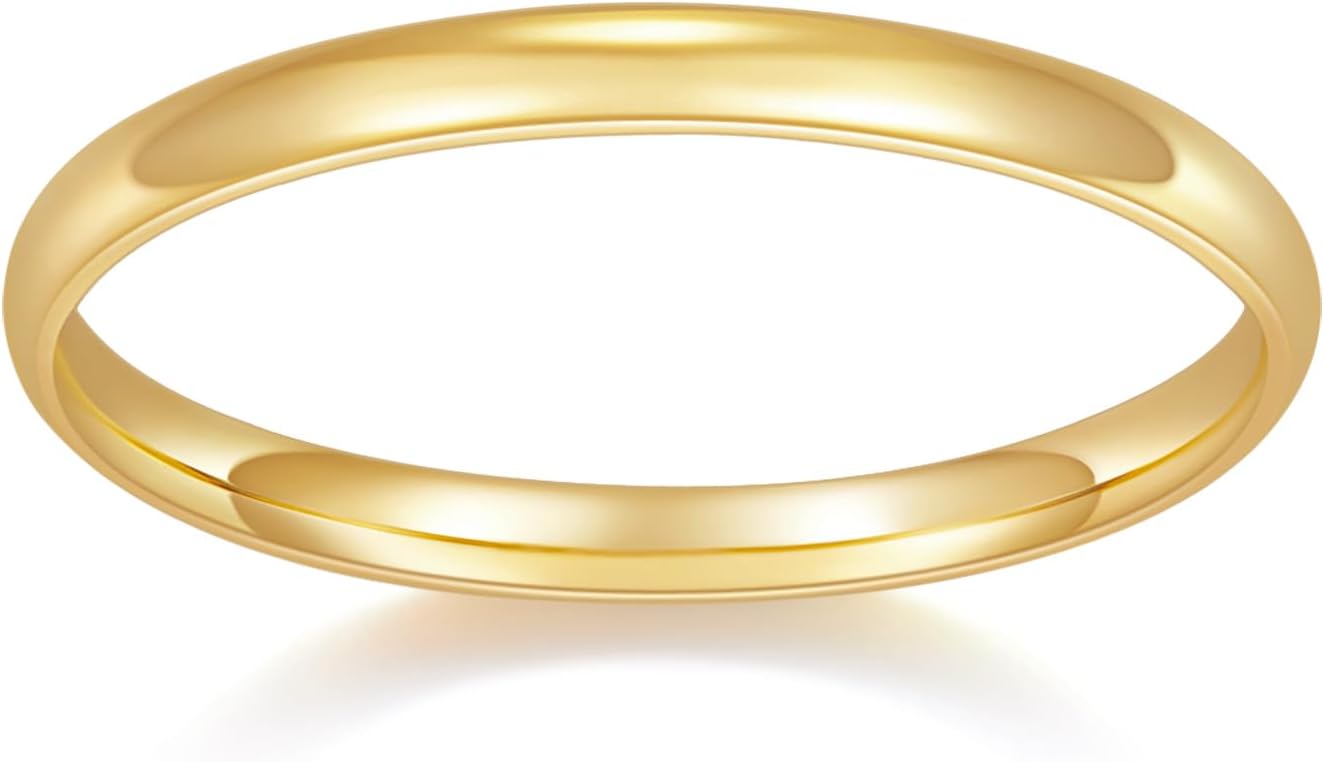 14K Gold/White Gold Plated Rings for Women, Wedding Band, Stackable, Knuckle, Dainty Thumb & Pinky, /Silver, Gold Rings for Women 2mm 4mm 6mm Band - main view