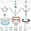 69 Pcs Gold Jewelry Set for Women Bohemian Jewelry - Blue Silver
