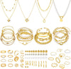 69 Pcs Gold Jewelry Set for Women Bohemian Jewelry - Yellow