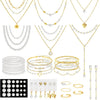 69 Pcs Gold Jewelry Set for Women Bohemian Jewelry - Gold White