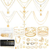 69 Pcs Gold Jewelry Set for Women Bohemian Jewelry - Light Gold