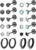Flat Back Stud Earrings Women - Black