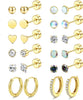 Flat Back Stud Earrings Women - 14K Gold Plated