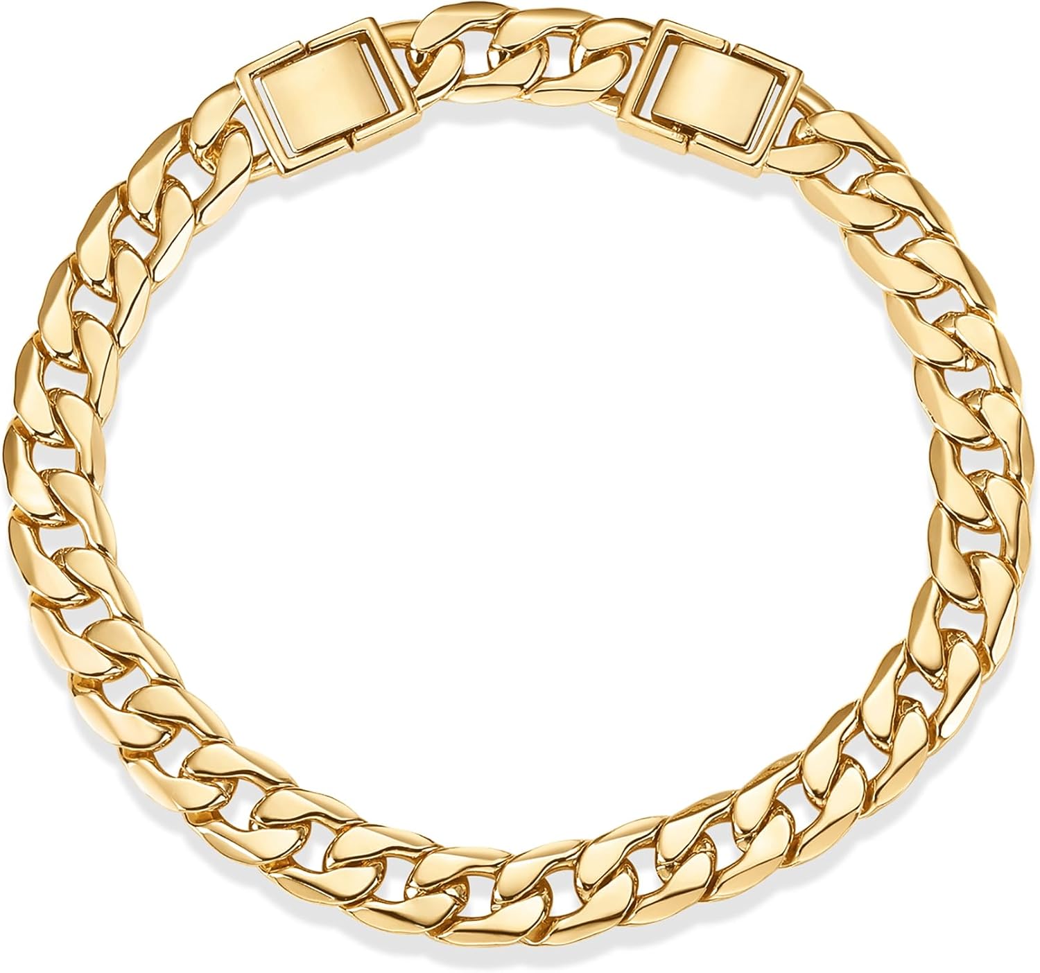 14K Gold Plated Chunky Curb Chain Anklet for Women, Flat Link Anklets - main view