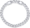 14K Gold Plated Chunky Curb Chain Anklet for Women, Flat Link Anklets - White Gold