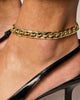 14K Gold Plated Chunky Curb Chain Anklet for Women, Flat Link Anklets - view 3