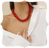 Black Red Pearl Necklace Gothic Beads Collar Choker Faux Pearl Strand Choker Boho Beads Necklace for Women - main view