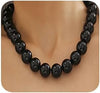 Black Red Pearl Necklace Gothic Beads Collar Choker Faux Pearl Strand Choker Boho Beads Necklace for Women - black