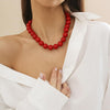 Black Red Pearl Necklace Gothic Beads Collar Choker Faux Pearl Strand Choker Boho Beads Necklace for Women - view 3
