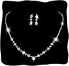 Bride Crystal Necklace Earrings Set Bridal Wedding Jewelry Sets Rhinestone Choker Necklace Costume Jewelry Set for Women and Brides - Silver Necklace Earrings