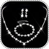 Bride Crystal Necklace Earrings Set Bridal Wedding Jewelry Sets Rhinestone Choker Necklace Costume Jewelry Set for Women and Brides - Silver Necklace Bracelet Earrings