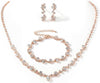 Bride Crystal Necklace Earrings Set Bridal Wedding Jewelry Sets Rhinestone Choker Necklace Costume Jewelry Set for Women and Brides - Rose Gold Necklace Bracelet Earrings