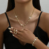 Bride Crystal Necklace Earrings Set Bridal Wedding Jewelry Sets Rhinestone Choker Necklace Costume Jewelry Set for Women and Brides - view 2