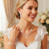 Bride Crystal Necklace Earrings Set Bridal Wedding Jewelry Sets Rhinestone Choker Necklace Costume Jewelry Set for Women and Brides - view 4