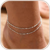 Gold/Silver Ankle Bracelets for Women, 14K Gold Anklets for Women - 2 Layers Anklet A-Sliver