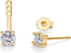 14K Gold Plated CZ Earring Jacket for Women, Front Back Stud Earrings - view 4