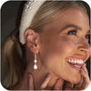 Pearl Earrings for Women Trendy - double pearl drop earrings-SL