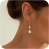 Pearl Earrings for Women Trendy - double pearl drop earrings-RG