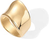 14K Gold Plated Chunky Statement Ring for Women Stainless Steel Wide Stackable Rings - main view