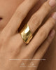 14K Gold Plated Chunky Statement Ring for Women Stainless Steel Wide Stackable Rings - view 2