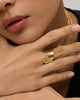 14K Gold Plated Chunky Statement Ring for Women Stainless Steel Wide Stackable Rings - view 4