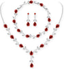 Wedding Jewelry Sets for Bride Women Cubic Zirconia Necklace Earrings Bracelet Set Gift for Friend Party Prom Jewelry - Garnet