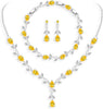 Wedding Jewelry Sets for Bride Women Cubic Zirconia Necklace Earrings Bracelet Set Gift for Friend Party Prom Jewelry - Yellow