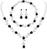 Wedding Jewelry Sets for Bride Women Cubic Zirconia Necklace Earrings Bracelet Set Gift for Friend Party Prom Jewelry - Black