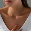 Cross Necklace for Women 14K Gold Plated Dainty Small Pendant Choker Sideways Cross Charm Simple Box Chain Baptism - view 3