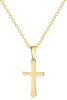 Cross Necklace for Women 14K Gold Plated Dainty Small Pendant Choker Sideways Cross Charm Simple Box Chain Baptism - Cable Chain Glossy Cross-GD