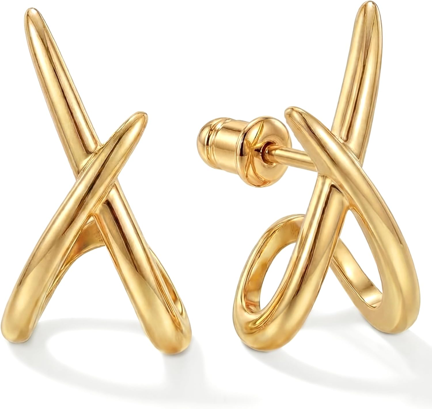 Gold Earrings for Women Trendy, 14K Gold Stud Earrings Dainty Earrings Simple Minimalist Gold Earrings Earring for Women Gifts - main view