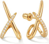 Gold Earrings for Women Trendy, 14K Gold Stud Earrings Dainty Earrings Simple Minimalist Cubic Zirconia Diamond Gold Earrings Earring for Women Gifts - main view