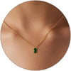 Diamond Pendant Gold Necklace for Women, Dainty 18k Gold Plated Choker Necklaces Simple Gold Jewelry Gifts for Women - Green-Birthstone