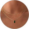 Diamond Pendant Gold Necklace for Women, Dainty 18k Gold Plated Choker Necklaces Simple Gold Jewelry Gifts for Women - Green-Birthstone Layered