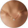 Diamond Pendant Gold Necklace for Women, Dainty 18k Gold Plated Choker Necklaces Simple Gold Jewelry Gifts for Women - Gold-Teardrop