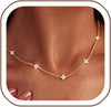 Diamond Pendant Gold Necklace for Women, Dainty 18k Gold Plated Choker Necklaces Simple Gold Jewelry Gifts for Women - Gold-5 CZ flower