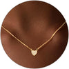 Diamond Pendant Gold Necklace for Women, Dainty 18k Gold Plated Choker Necklaces Simple Gold Jewelry Gifts for Women - Gold-small heart