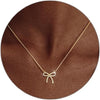 Diamond Pendant Gold Necklace for Women, Dainty 18k Gold Plated Choker Necklaces Simple Gold Jewelry Gifts for Women - Gold-CZ bow