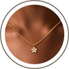 Diamond Pendant Gold Necklace for Women, Dainty 18k Gold Plated Choker Necklaces Simple Gold Jewelry Gifts for Women - Gold-cuban flower