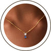 Diamond Pendant Gold Necklace for Women, Dainty 18k Gold Plated Choker Necklaces Simple Gold Jewelry Gifts for Women - Gold-Blue Birthstone