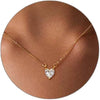 Diamond Pendant Gold Necklace for Women, Dainty 18k Gold Plated Choker Necklaces Simple Gold Jewelry Gifts for Women - Gold-Heart