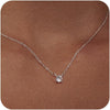 Diamond Pendant Gold Necklace for Women, Dainty 18k Gold Plated Choker Necklaces Simple Gold Jewelry Gifts for Women - Silver-Round CZ