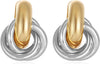 14K Gold Silver Plated Earrings for Women Chunky Statement Jewelry - Two Tone Knot(2401)