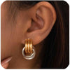 14K Gold Silver Plated Earrings for Women Chunky Statement Jewelry - Mixed Metal Knot(Medium)