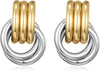 14K Gold Silver Plated Earrings for Women Chunky Statement Jewelry - Two-Tone(Big Style)
