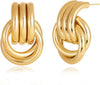 14K Gold Silver Plated Earrings for Women Chunky Statement Jewelry - Golden-Tone(Chunky Style)