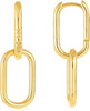 14K Gold Silver Plated Earrings for Women Chunky Statement Jewelry - Gold Paperclip Link