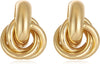14K Gold Silver Plated Earrings for Women Chunky Statement Jewelry - Twisted Link 14K Gold