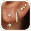 3 Pairs Dainty Small Earrings Set for Women Trendy, Birthstone Stud Huggie Hoop Jacket Stack for Cartilage Helix, Gold Plated Cute Women Fashion - main view